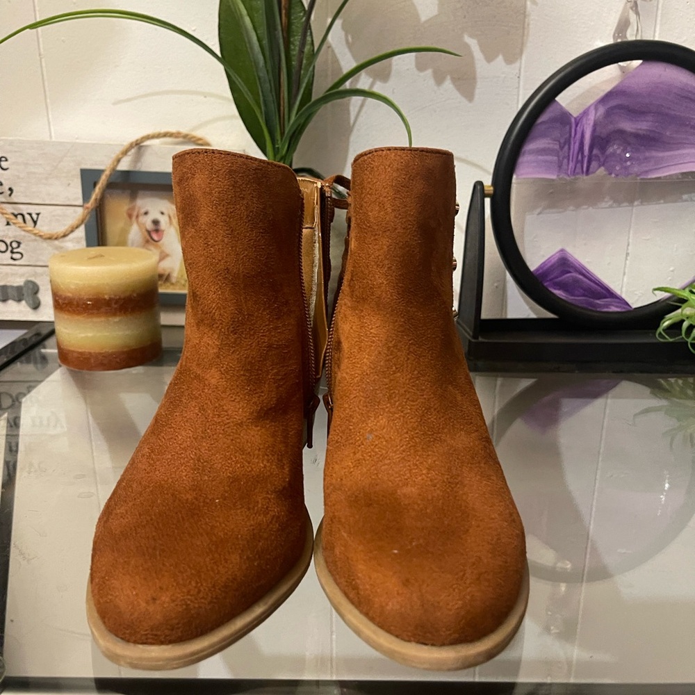True Craft Brown Suede Ankle Booties